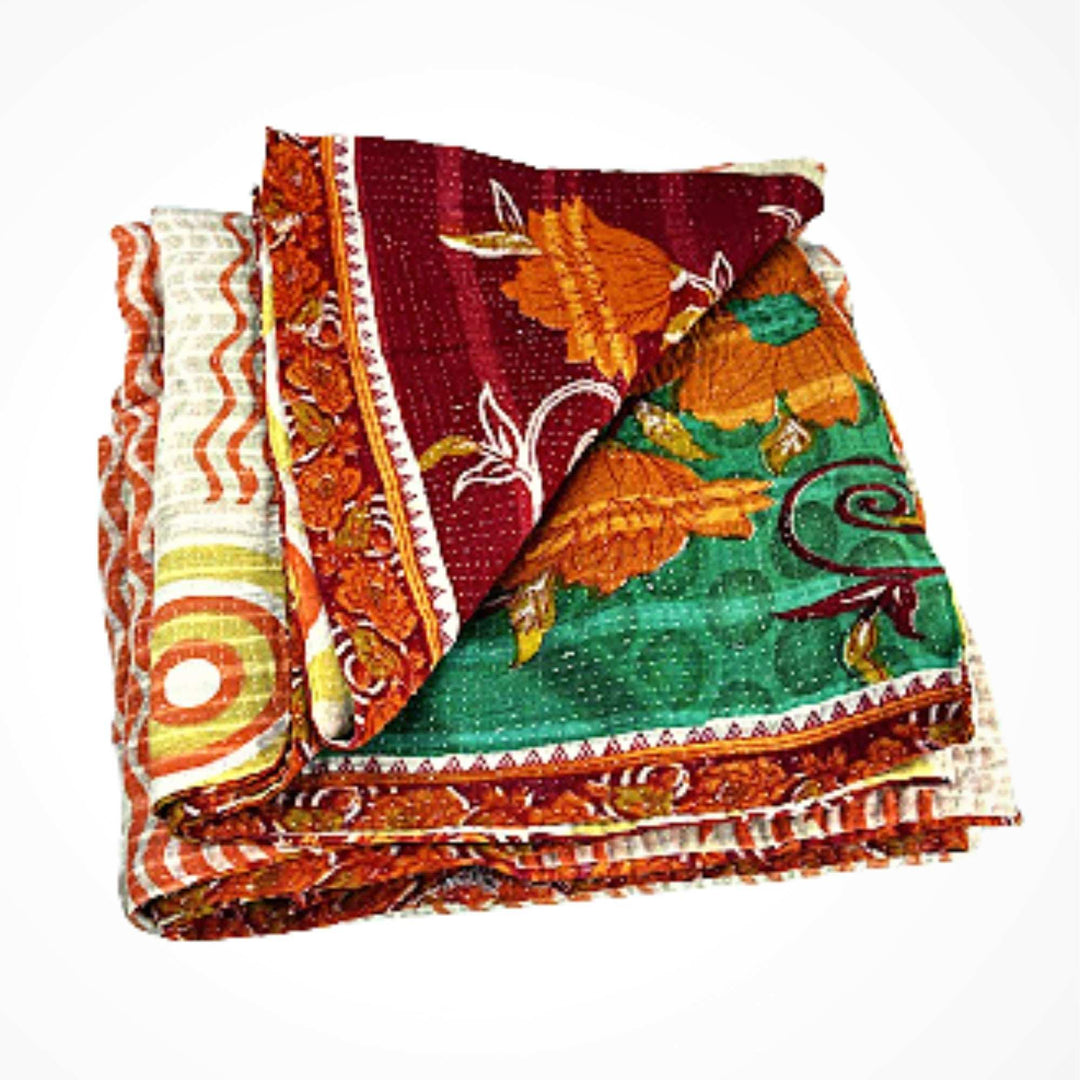 Handmade Kantha Throw Blanket
