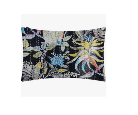 Handmade Kantha Blanket with colorful monkey print on lightweight breathable cotton voile fabric