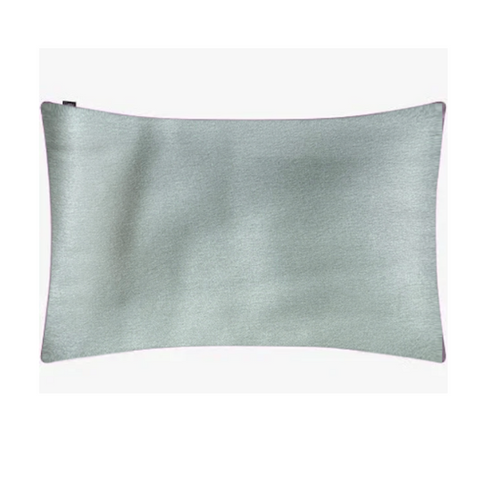 Soft light green Mulberry Silk Pillowcase with hidden zipper closure, 100% pure 22 momme mulberry silk, gentle on skin and hair, breathable and hypoallergenic.